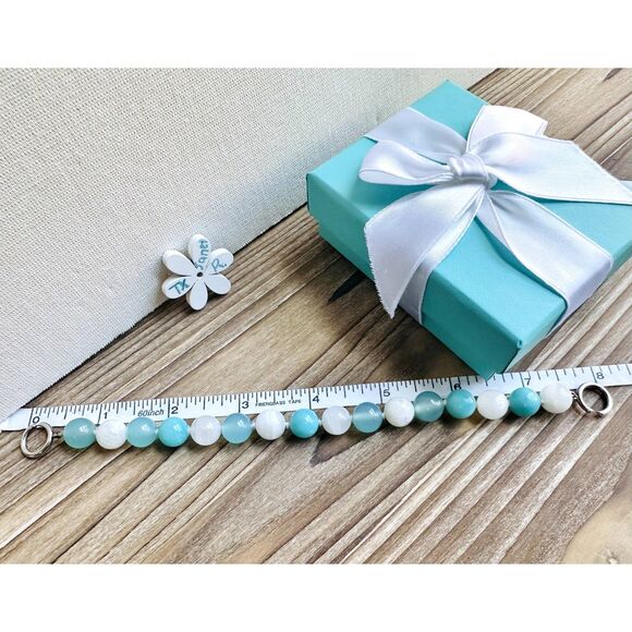 Tiffany & Co. Paloma Picasso Amazonite, Moonstone, Chalcedony Bead Bracelet, 8" - Picture 6 of 6
